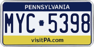 PA license plate MYC5398