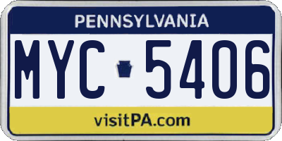 PA license plate MYC5406