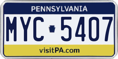 PA license plate MYC5407