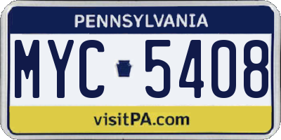 PA license plate MYC5408