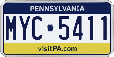 PA license plate MYC5411