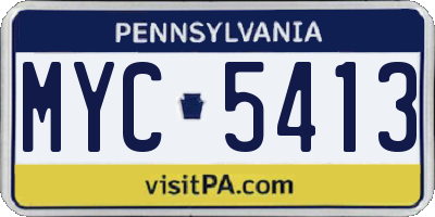 PA license plate MYC5413