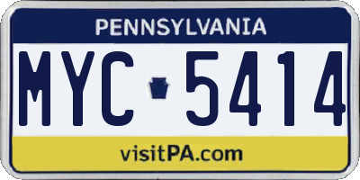PA license plate MYC5414