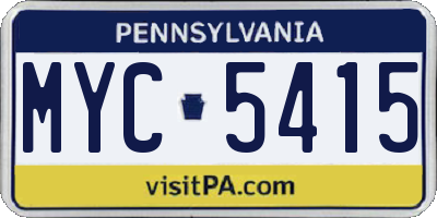 PA license plate MYC5415