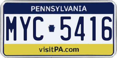 PA license plate MYC5416