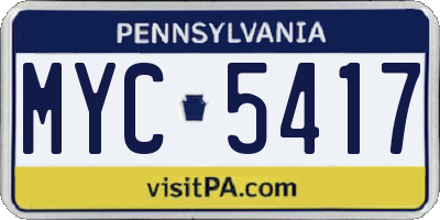 PA license plate MYC5417