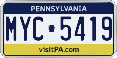 PA license plate MYC5419