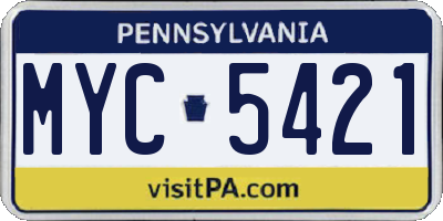 PA license plate MYC5421