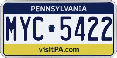 PA license plate MYC5422