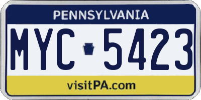 PA license plate MYC5423