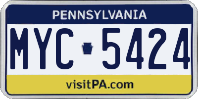 PA license plate MYC5424