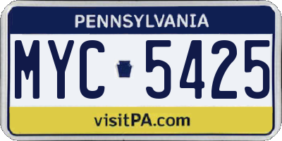 PA license plate MYC5425