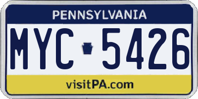 PA license plate MYC5426
