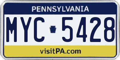 PA license plate MYC5428