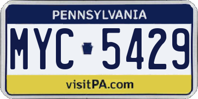 PA license plate MYC5429