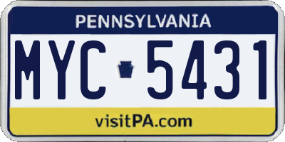 PA license plate MYC5431