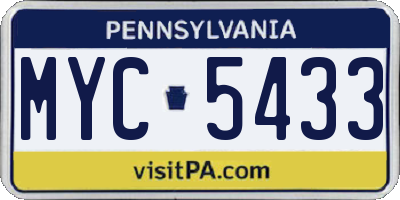 PA license plate MYC5433