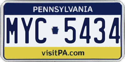 PA license plate MYC5434