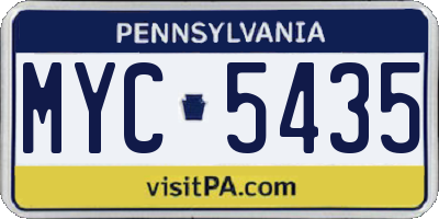 PA license plate MYC5435