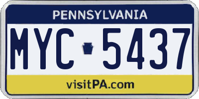 PA license plate MYC5437