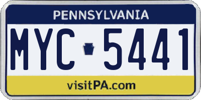 PA license plate MYC5441