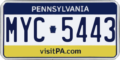 PA license plate MYC5443