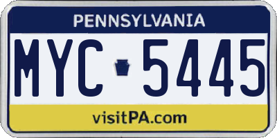 PA license plate MYC5445