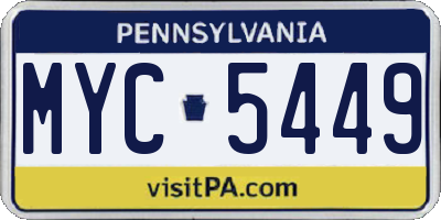 PA license plate MYC5449