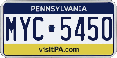 PA license plate MYC5450