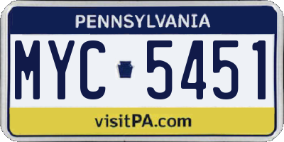 PA license plate MYC5451