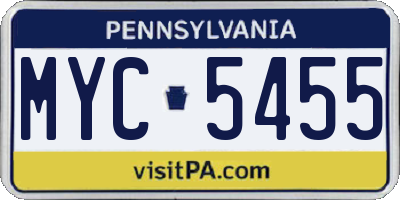 PA license plate MYC5455