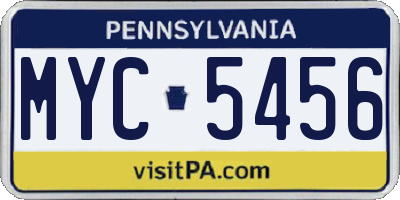 PA license plate MYC5456