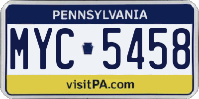 PA license plate MYC5458