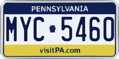 PA license plate MYC5460