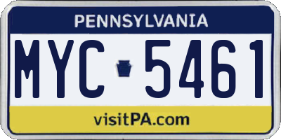 PA license plate MYC5461