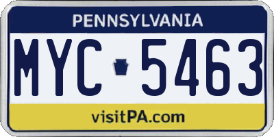 PA license plate MYC5463