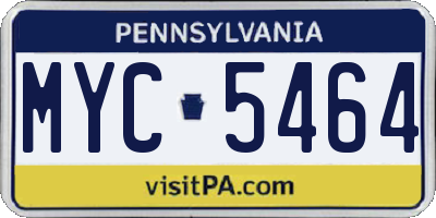PA license plate MYC5464
