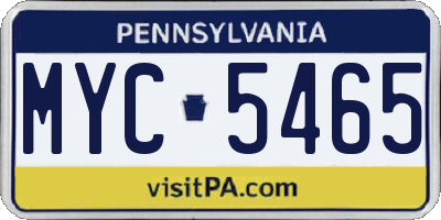 PA license plate MYC5465