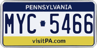 PA license plate MYC5466