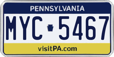 PA license plate MYC5467