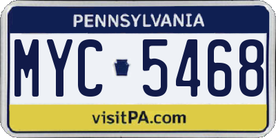 PA license plate MYC5468