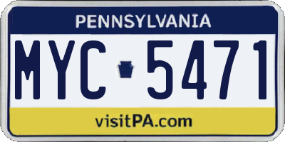 PA license plate MYC5471