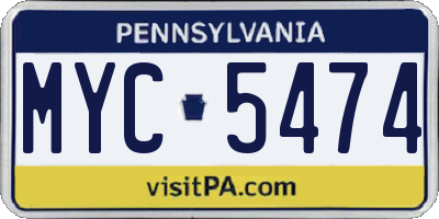 PA license plate MYC5474