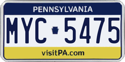 PA license plate MYC5475