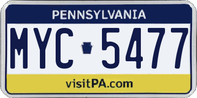 PA license plate MYC5477