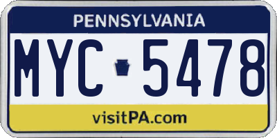 PA license plate MYC5478