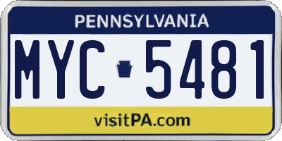 PA license plate MYC5481