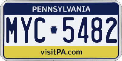 PA license plate MYC5482