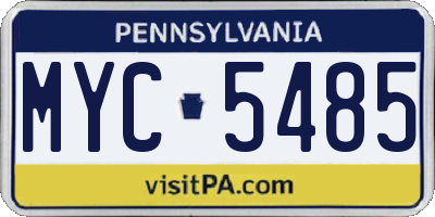 PA license plate MYC5485