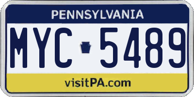 PA license plate MYC5489